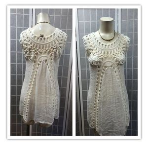 Vivid Importers, dress, Ivory, crochet, size S.: